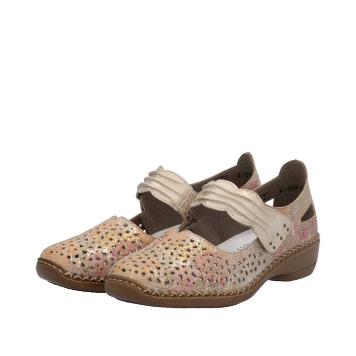 Ballerine ou Mocassin Rieker femme multicolore cuir moelleuse 41399-92