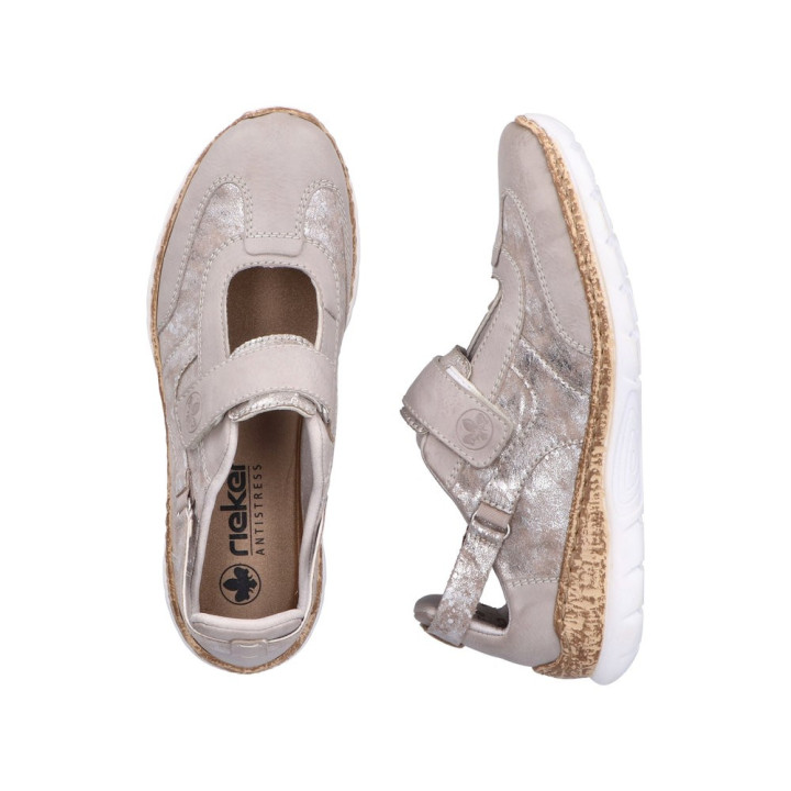 basket Rieker Femme  Argenté N4258-90 Mémoire de forme