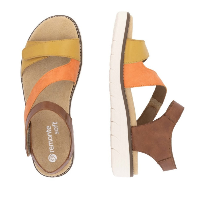 Sandale Remonte D2050-25 marron orange jaune semelle amovible