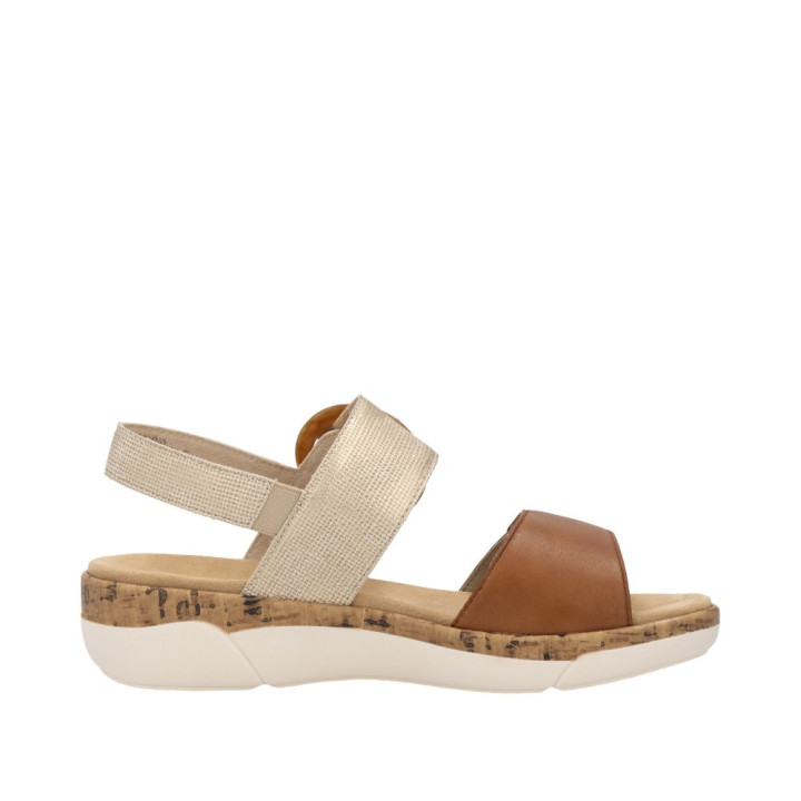 Sandale Remonte Femme R6853-90 Semelle Amovible métallique et marron