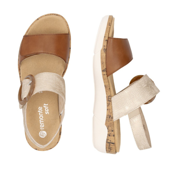 Sandale Remonte Femme R6853-90 Semelle Amovible métallique et marron